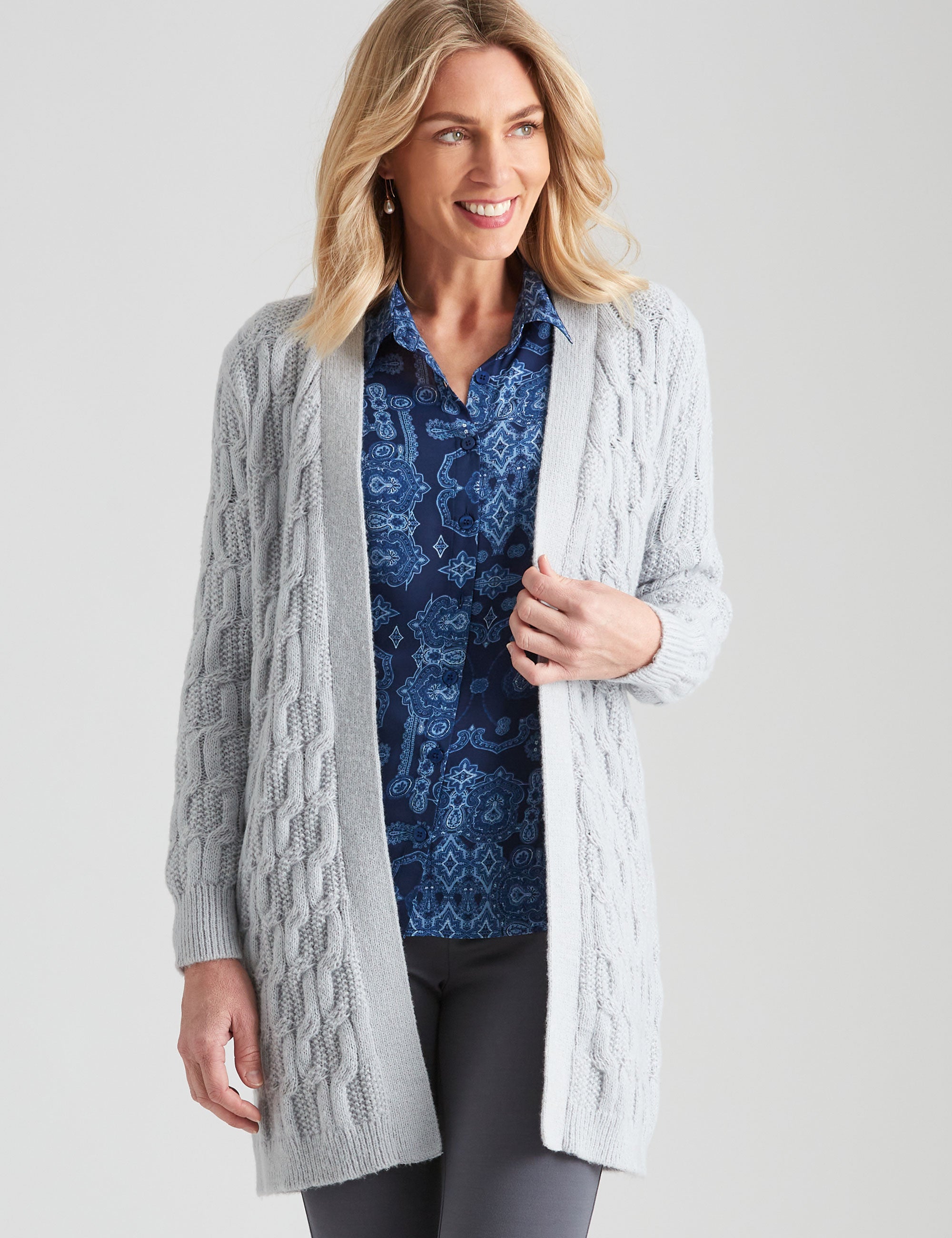 NONI B LONGLINE CABLE CARDIGAN | Noni B