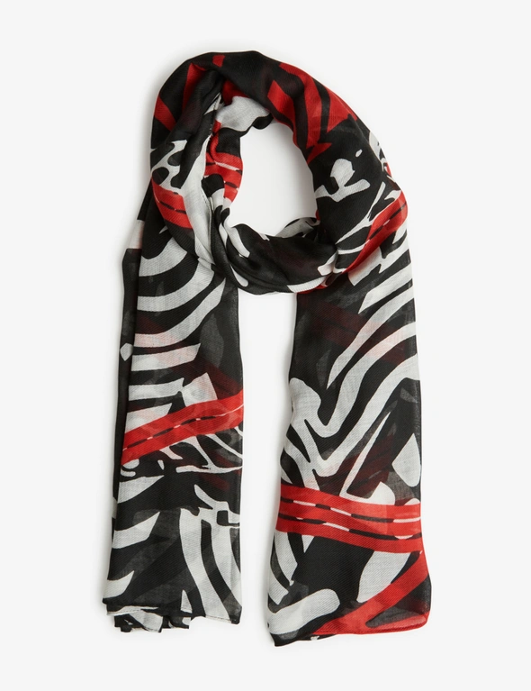 NONI B ABSTRACT PRINTED WOVEN SCARF, hi-res image number null