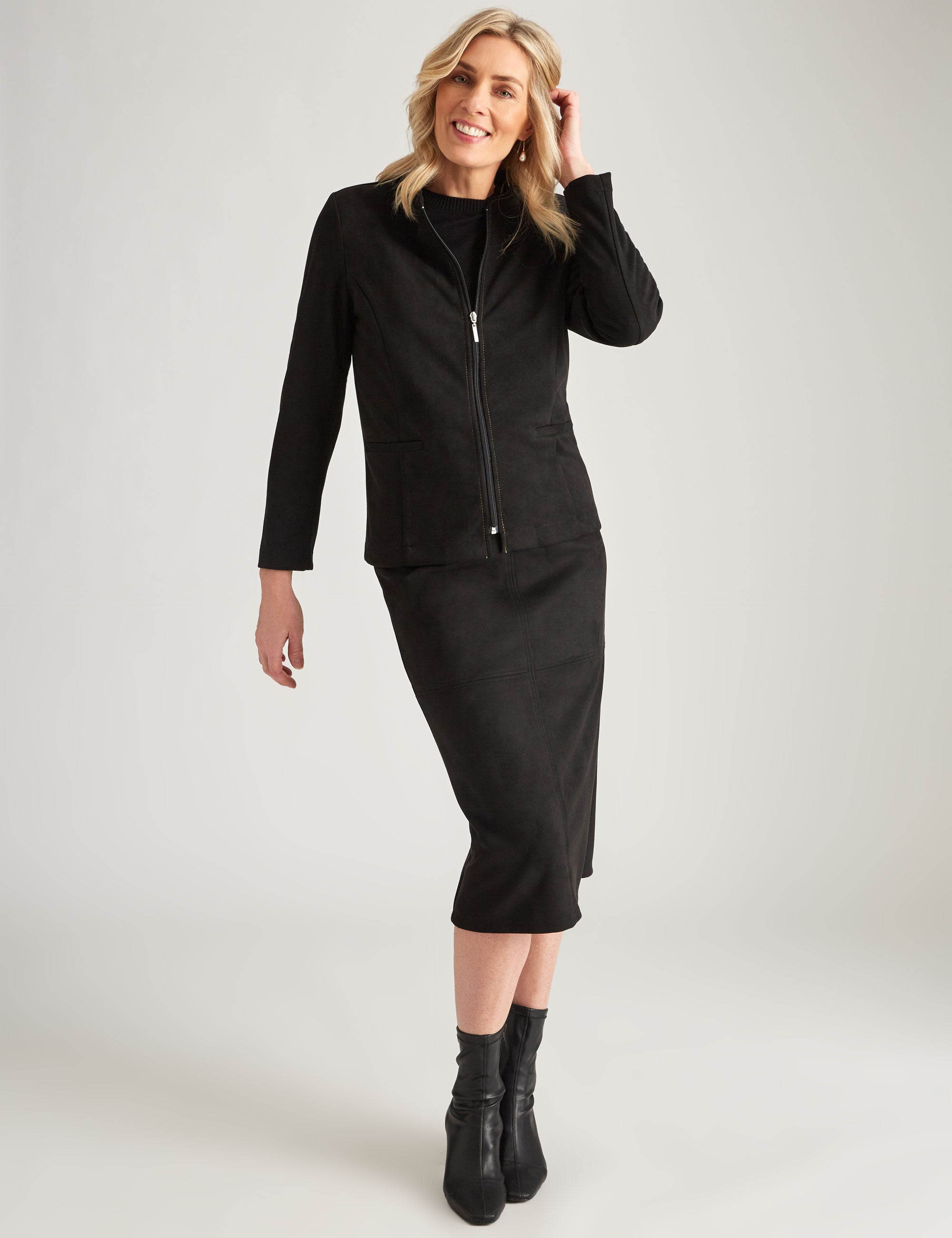 Noni B Suedette Zipped Through Jacket | Liz Jordan