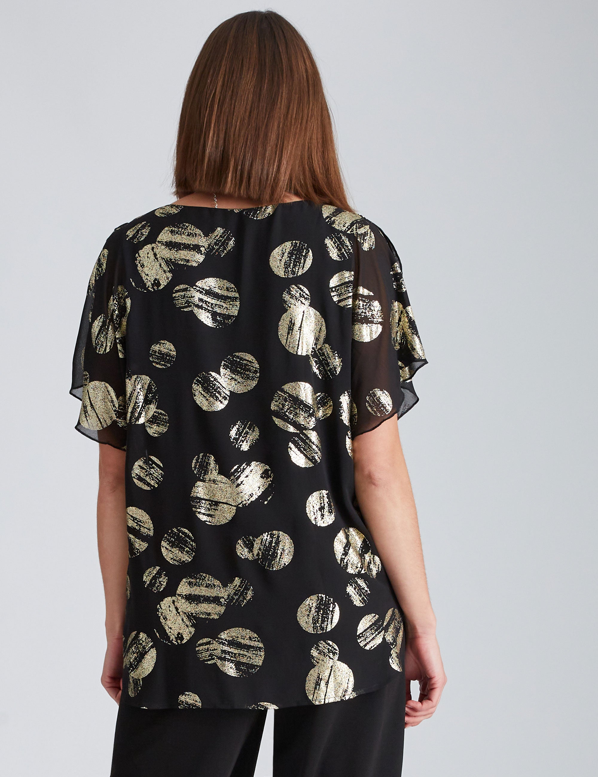 Noni B Foil Print Overlay Top | Liz Jordan