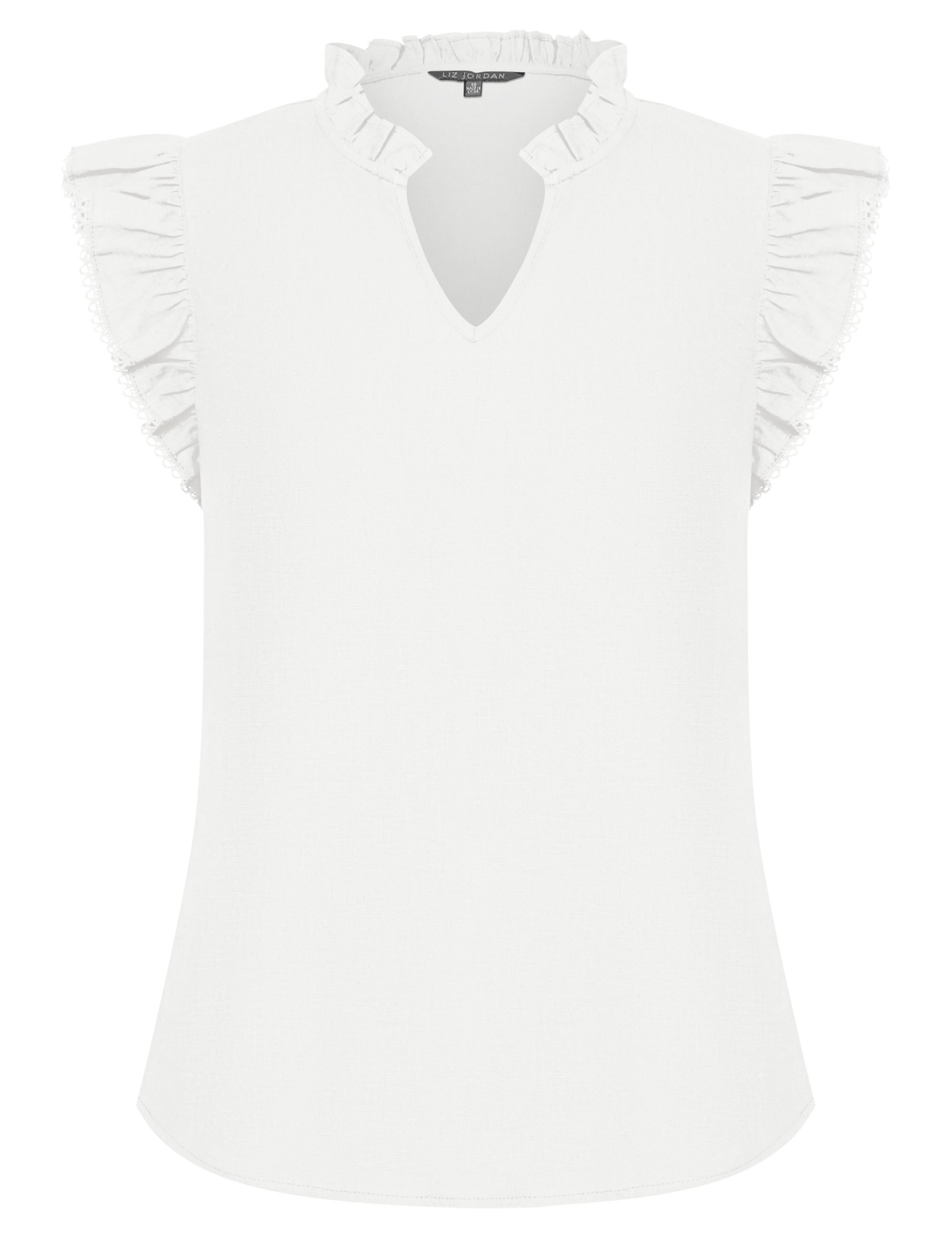 NONI B - Womens Tops - Ruffle Sleeve Linen Top