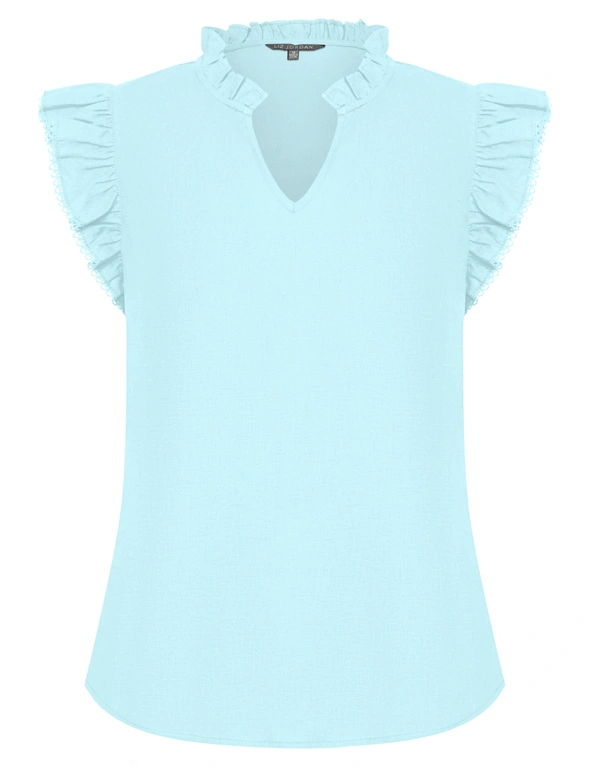 Noni B Ruffle Sleeve Linen Top, hi-res image number null