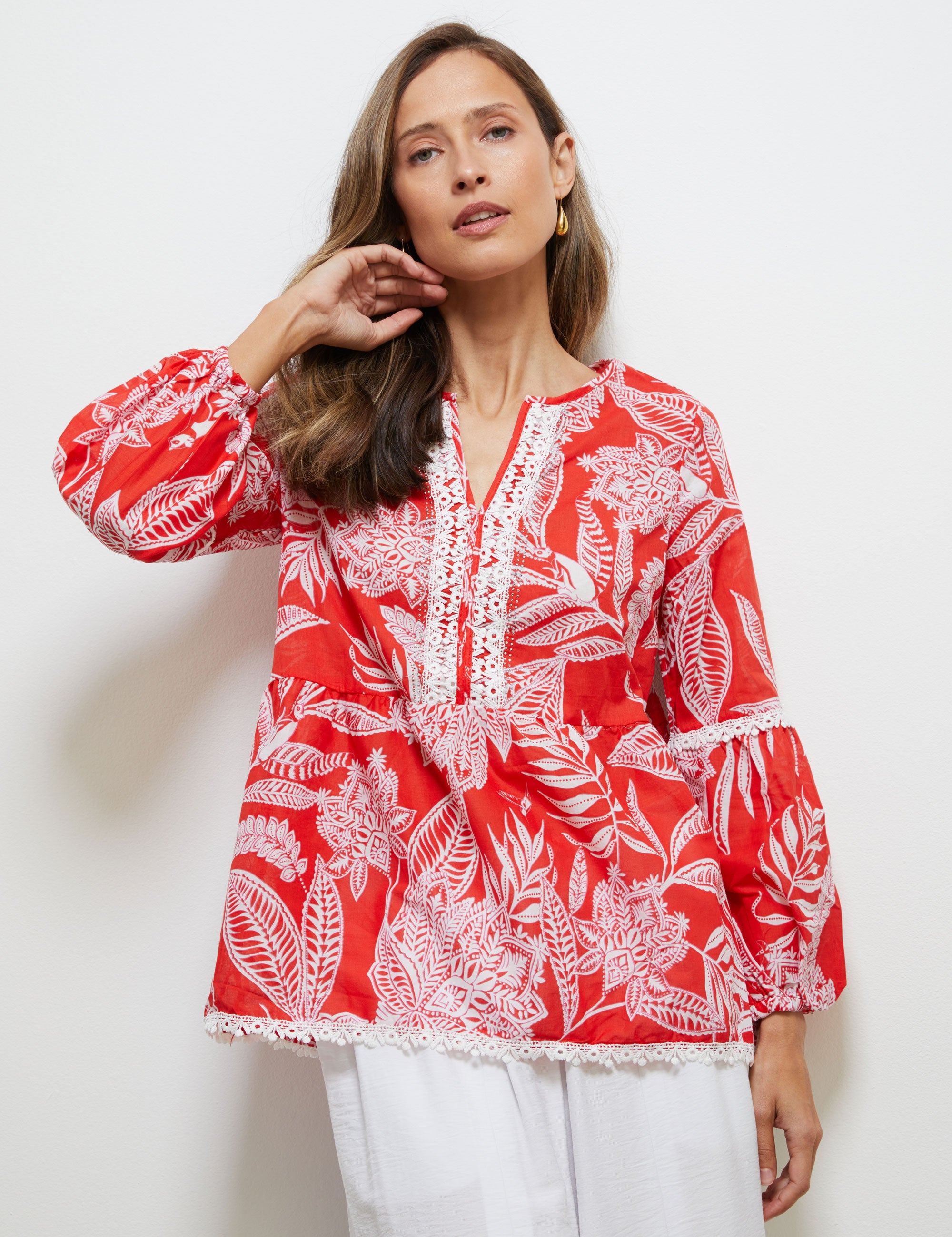 Noni B Lace Trim Printed Top | EziBuy Australia