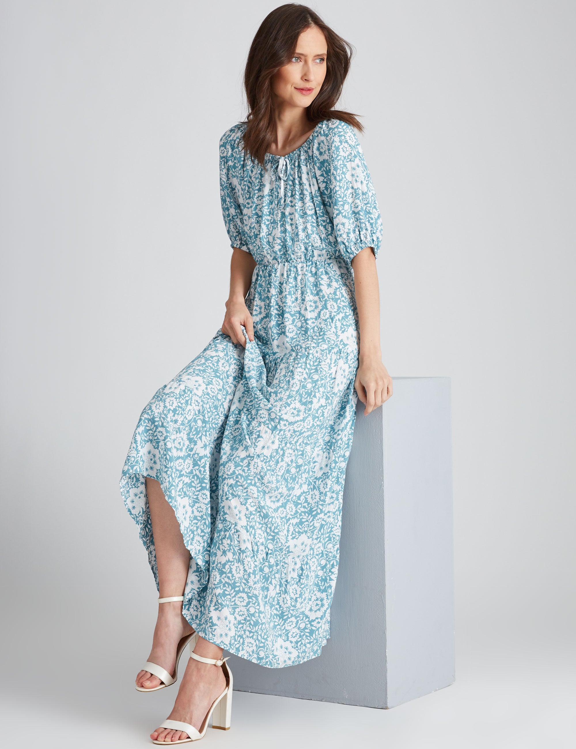 Noni B Ditsy Tiered Maxi Dress | W Lane