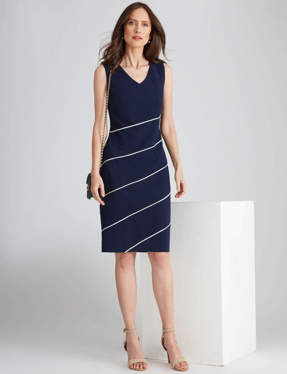 Noni B Diagonal Stripe Trim Dress | W Lane