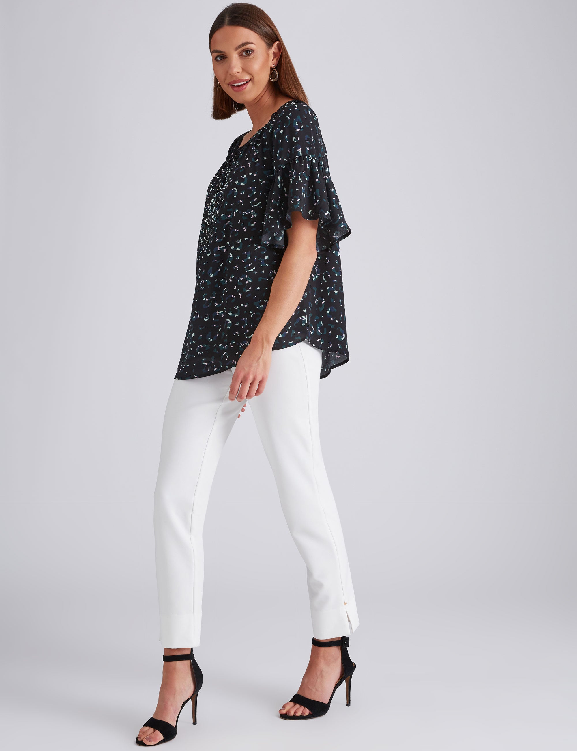 Noni B Frill Sleeve Hotfix Kaftan Top | Noni B