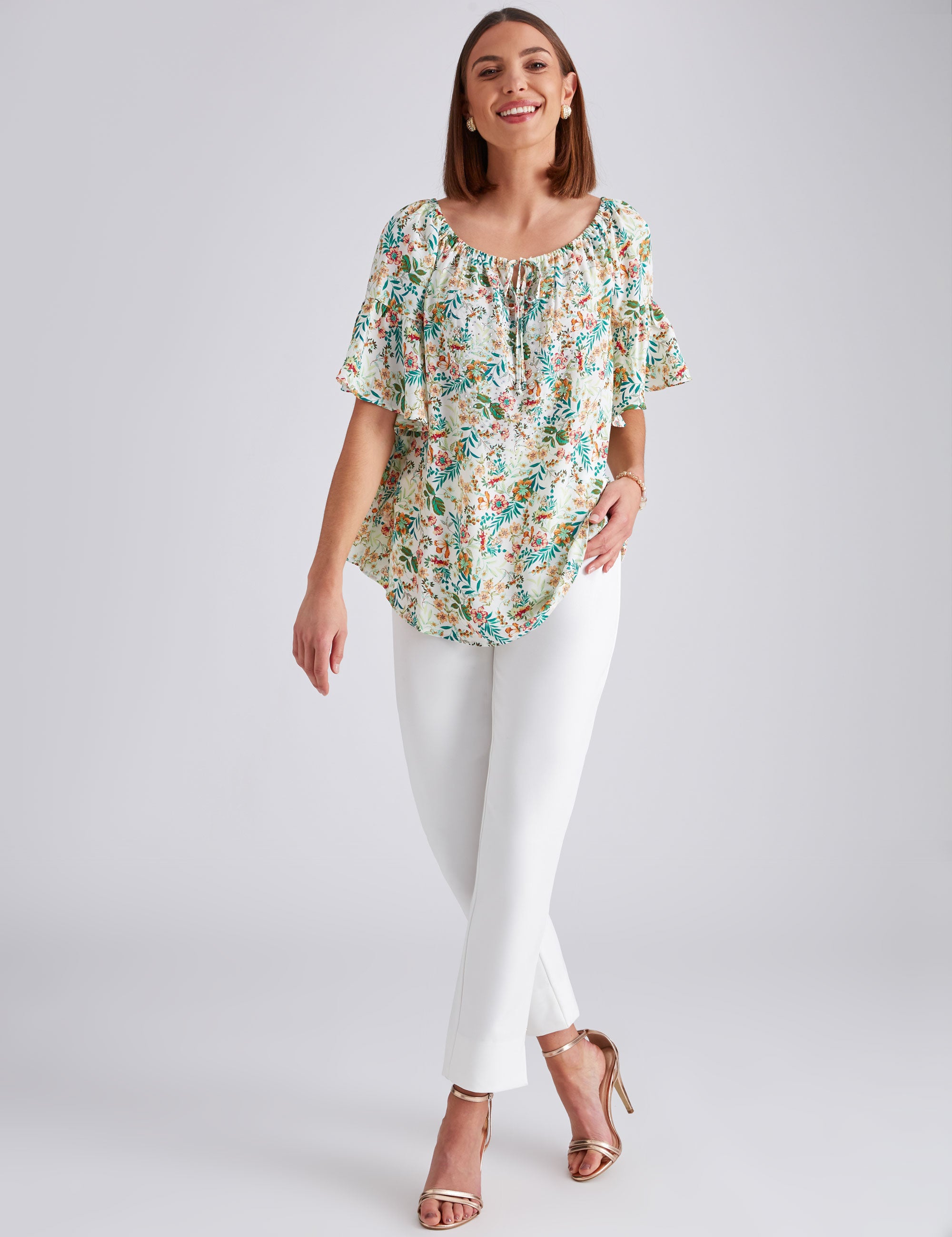 FRILL SLEEVE HOTFIX KAFTAN TOP | Noni B