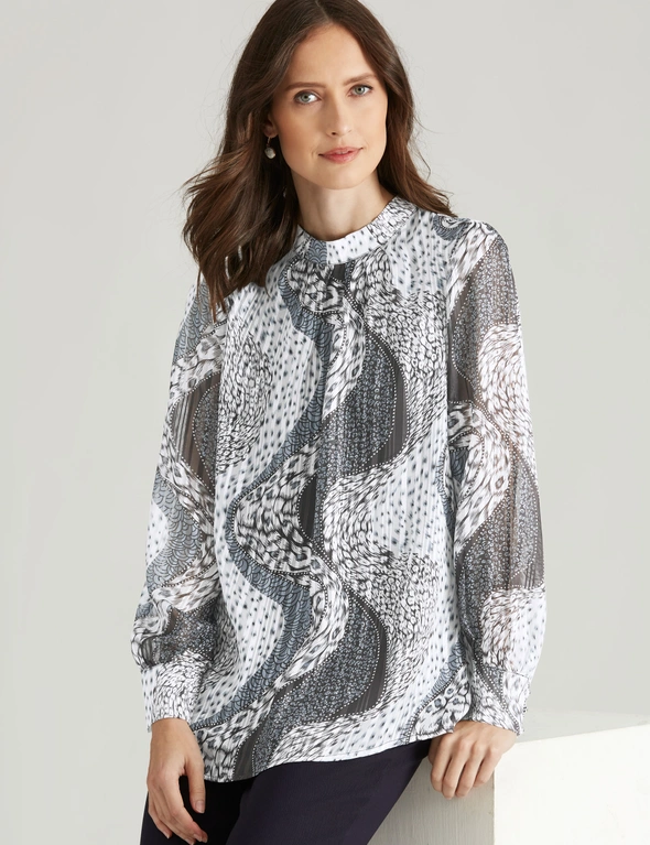 Noni B High Neck Printed Blouse, hi-res image number null