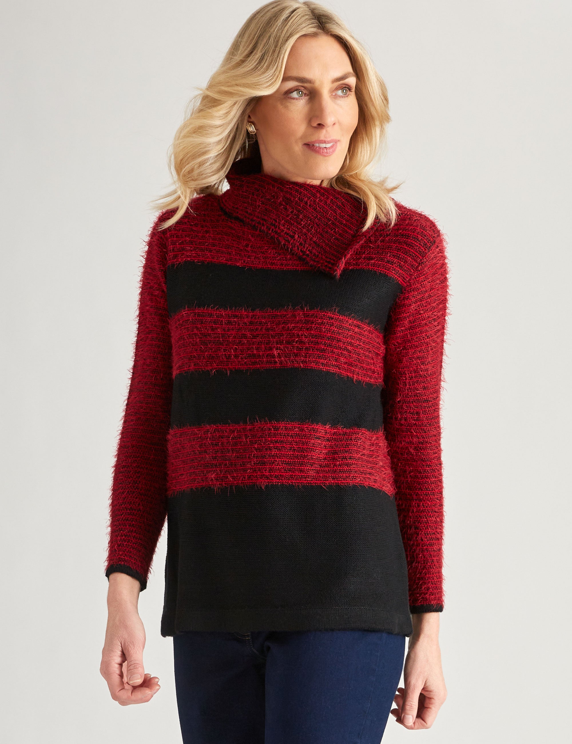 Noni B Fluffy Stripe Jumper | Liz Jordan