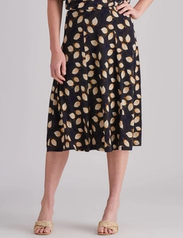 Noni B A-Line Leaf Print Knitwear Skirt