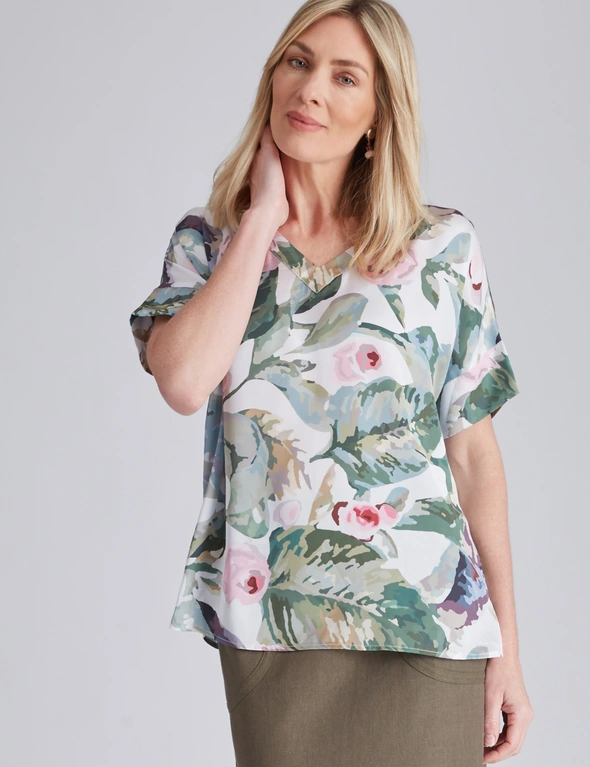 Noni B V-Neck Woven Printed Top, hi-res image number null
