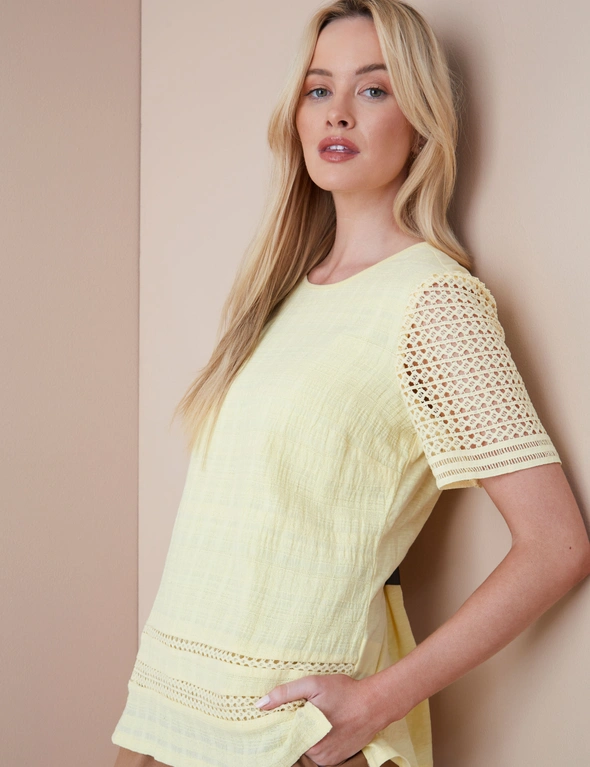 Noni B Lace Sleeve Textured Knitwear Top, hi-res image number null