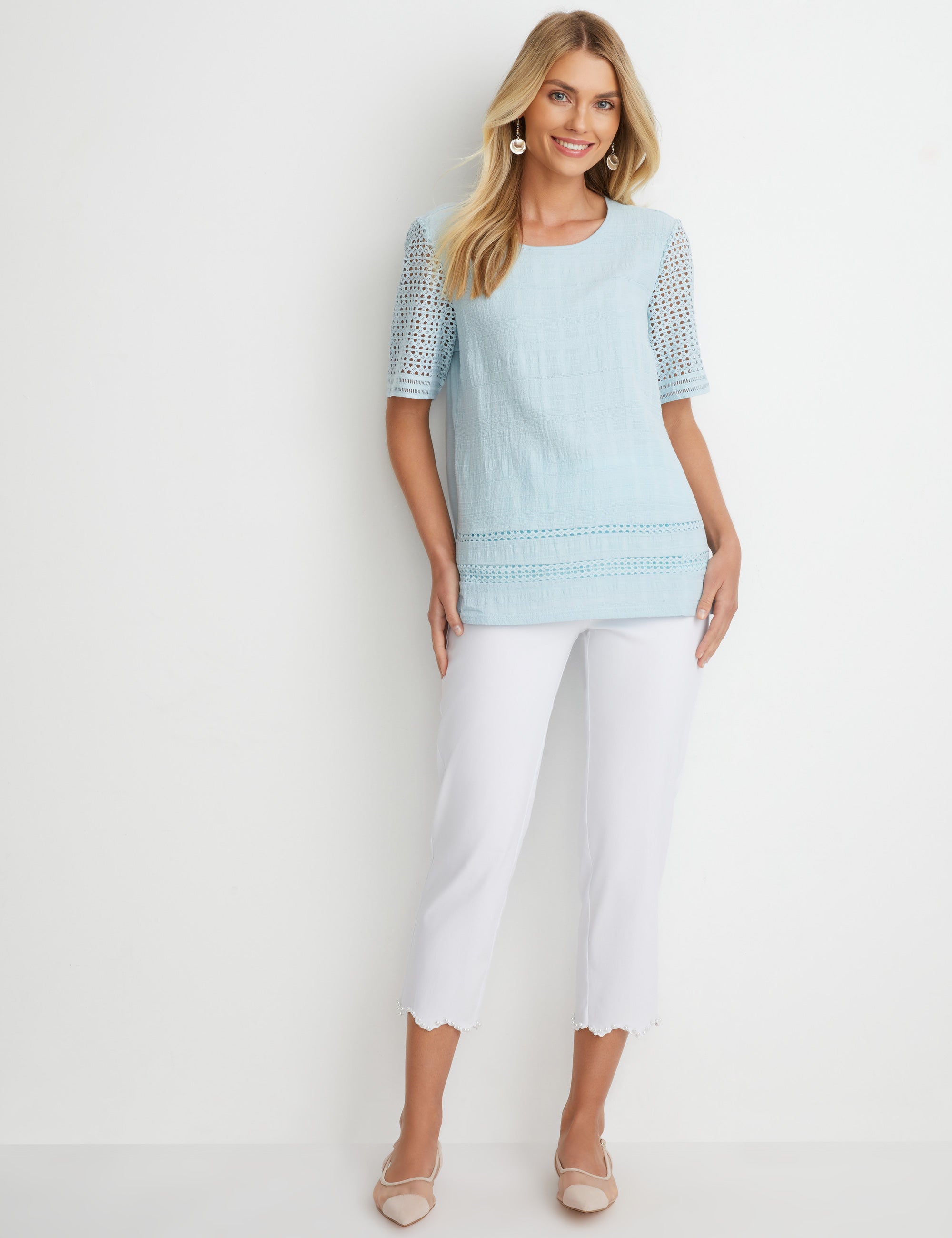 Noni B Lace Sleeve Textured Knitwear Top | Noni B