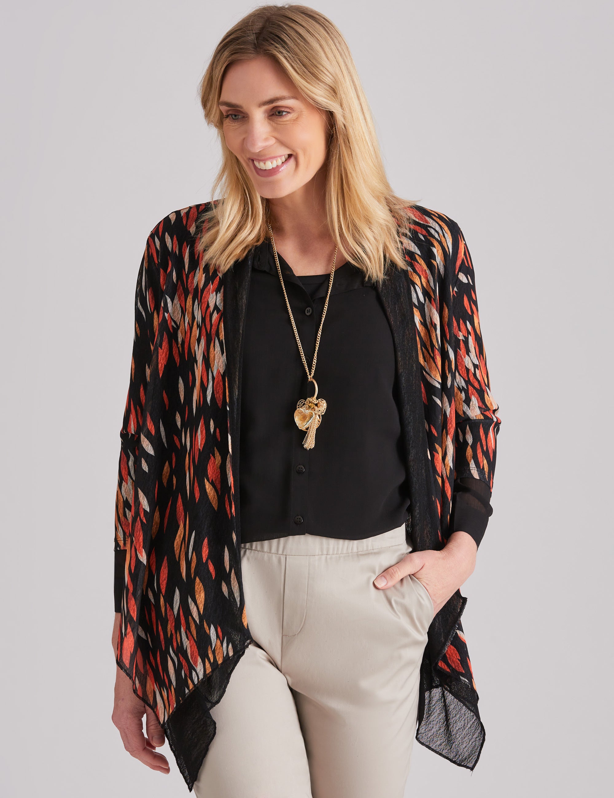 Noni B Double Layer Print Knitwear Jacket | Liz Jordan