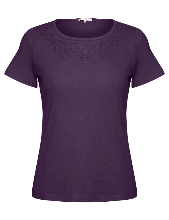 Noni B Round Neck Embroidered Rib T-Shirt, hi-res image number null