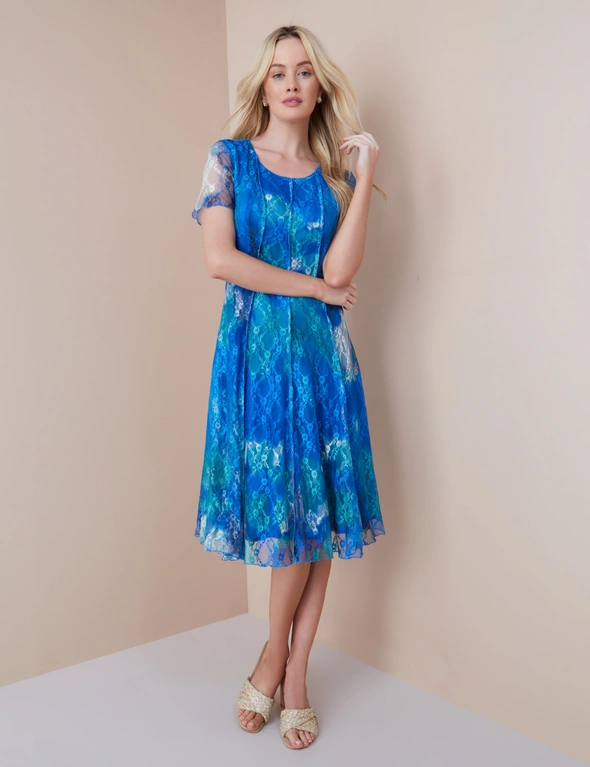 Noni B Panelled Print Lace Dress | W Lane