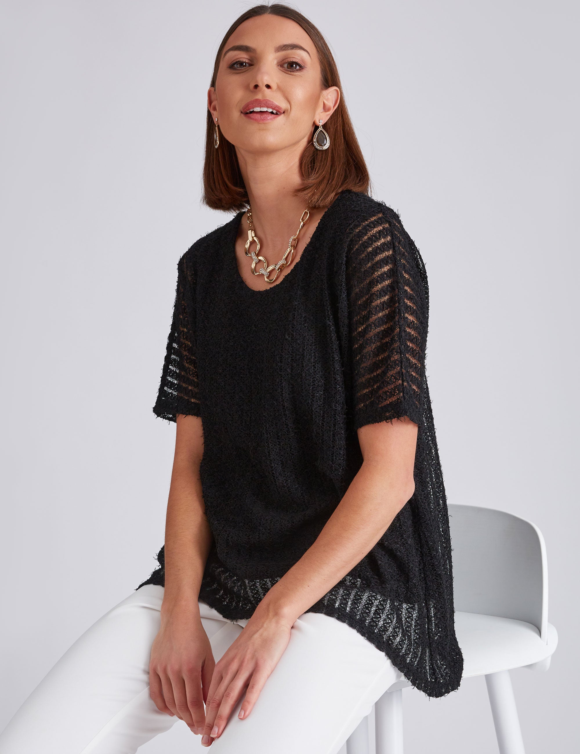 Noni B Textured Knitwear Overlay Top | EziBuy Australia