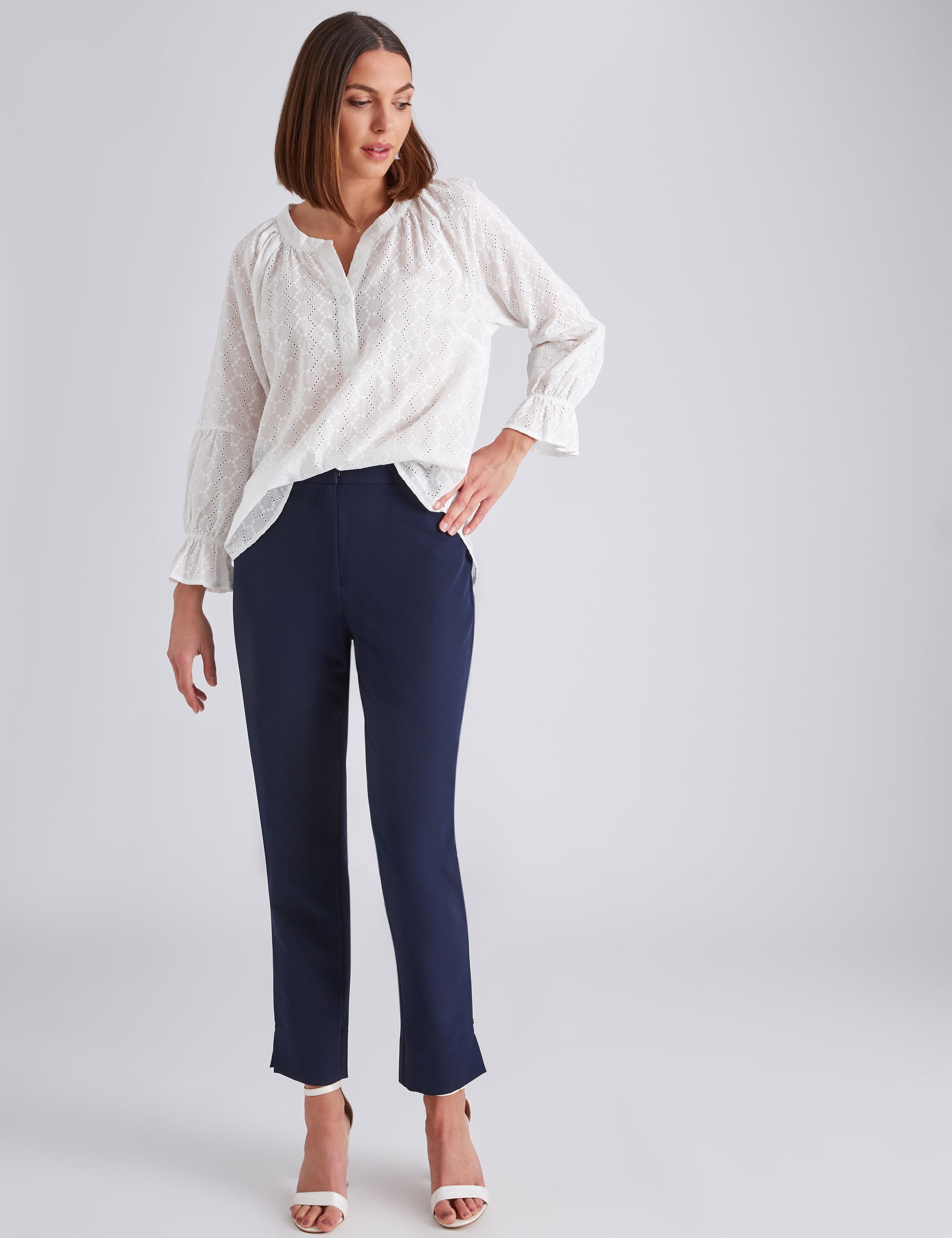 Noni B Broderie Half Placket Top | Noni B