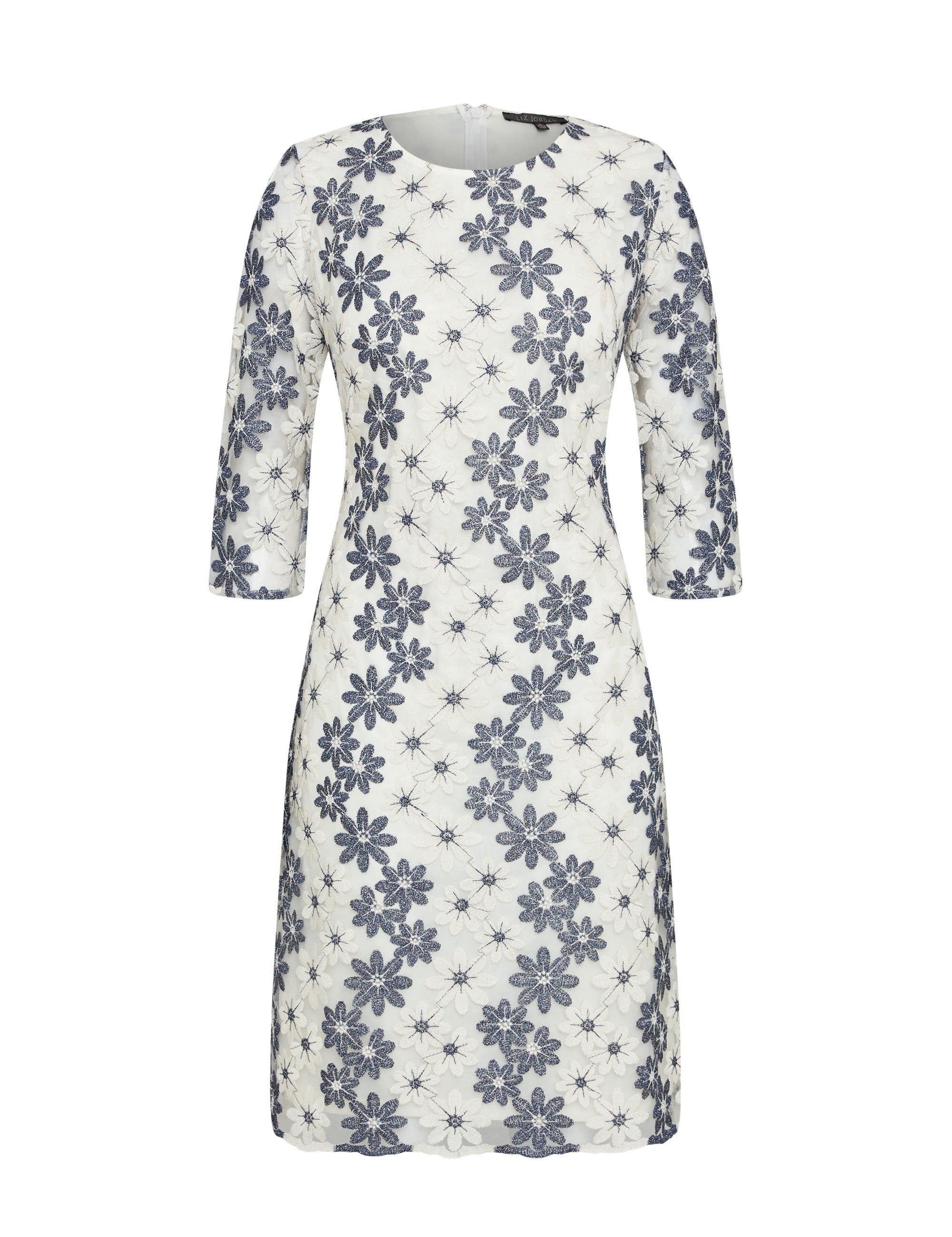 Noni B Lurex Floral Embroidered Dress | Liz Jordan