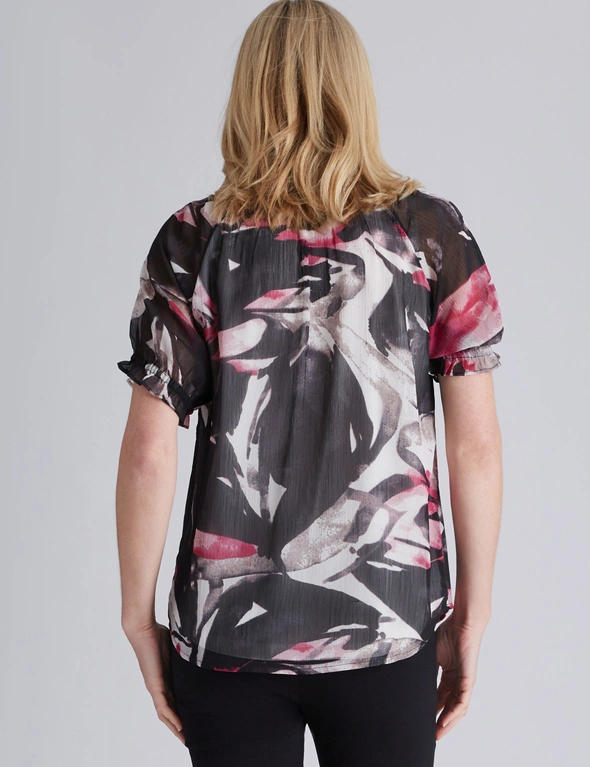 NONI B WOVEN PUFF SLEEVE PRINTED TOP, hi-res image number null