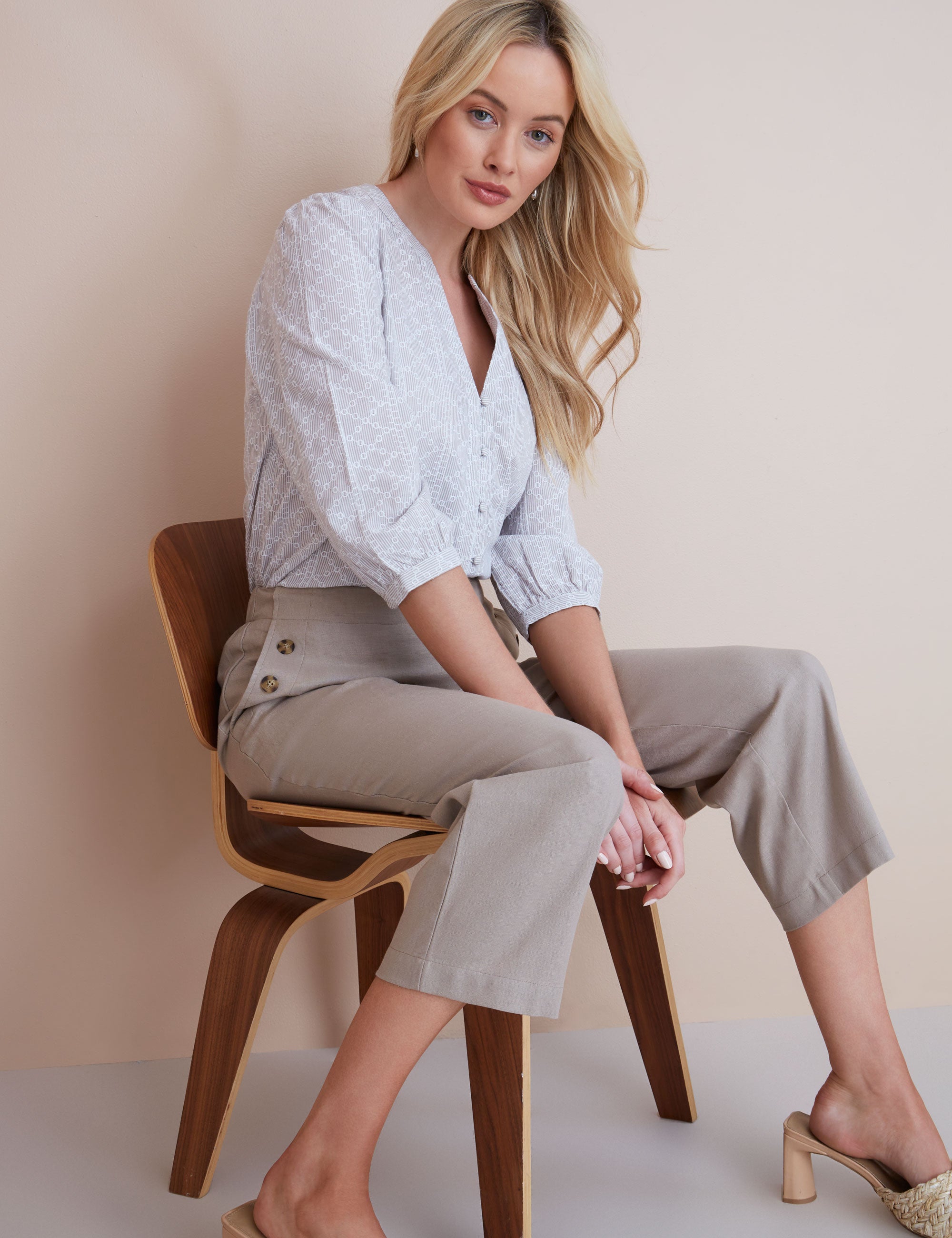 Noni B Collarless Embroidered Blouse | Liz Jordan