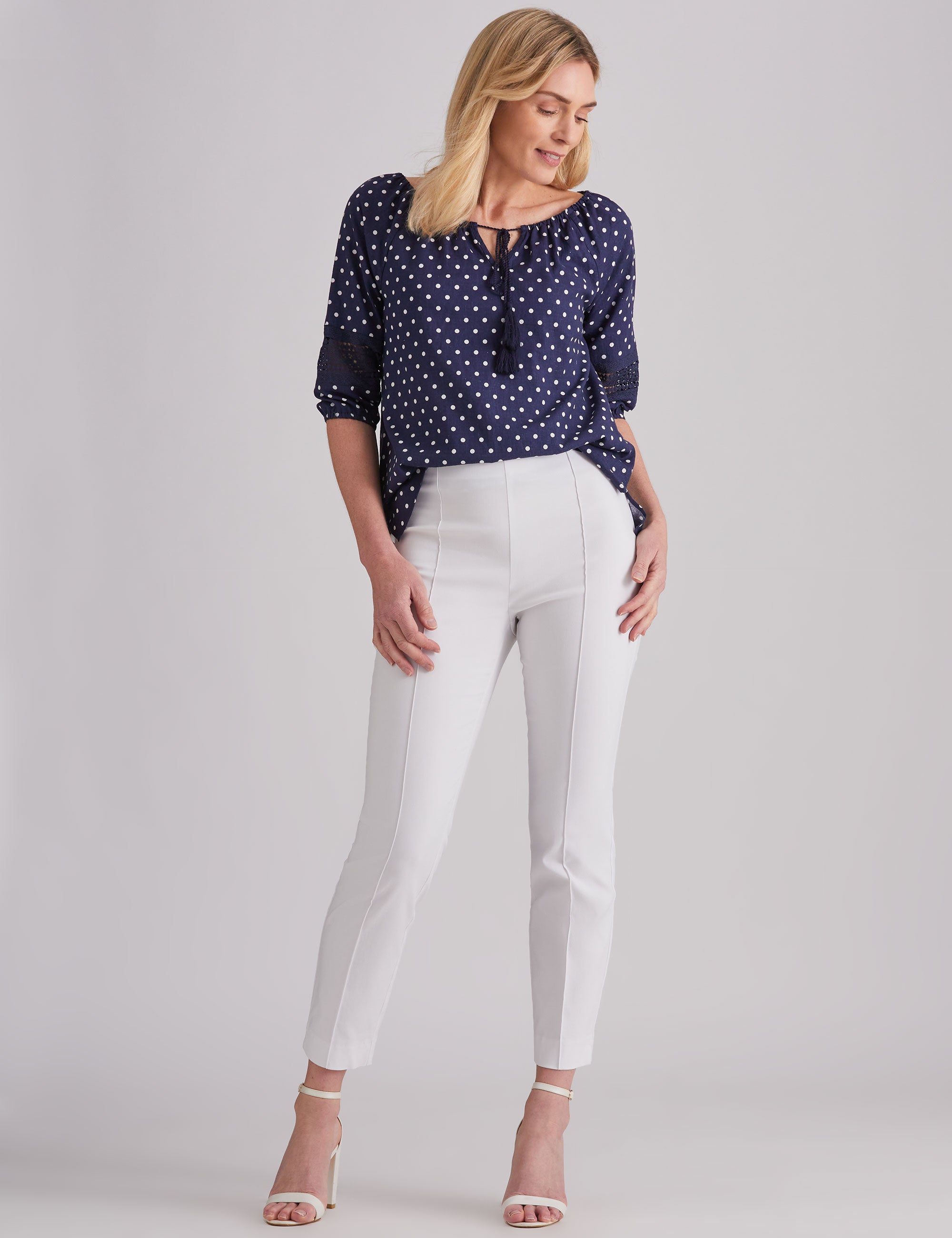 Noni B Lace Panel Spot Top | Liz Jordan