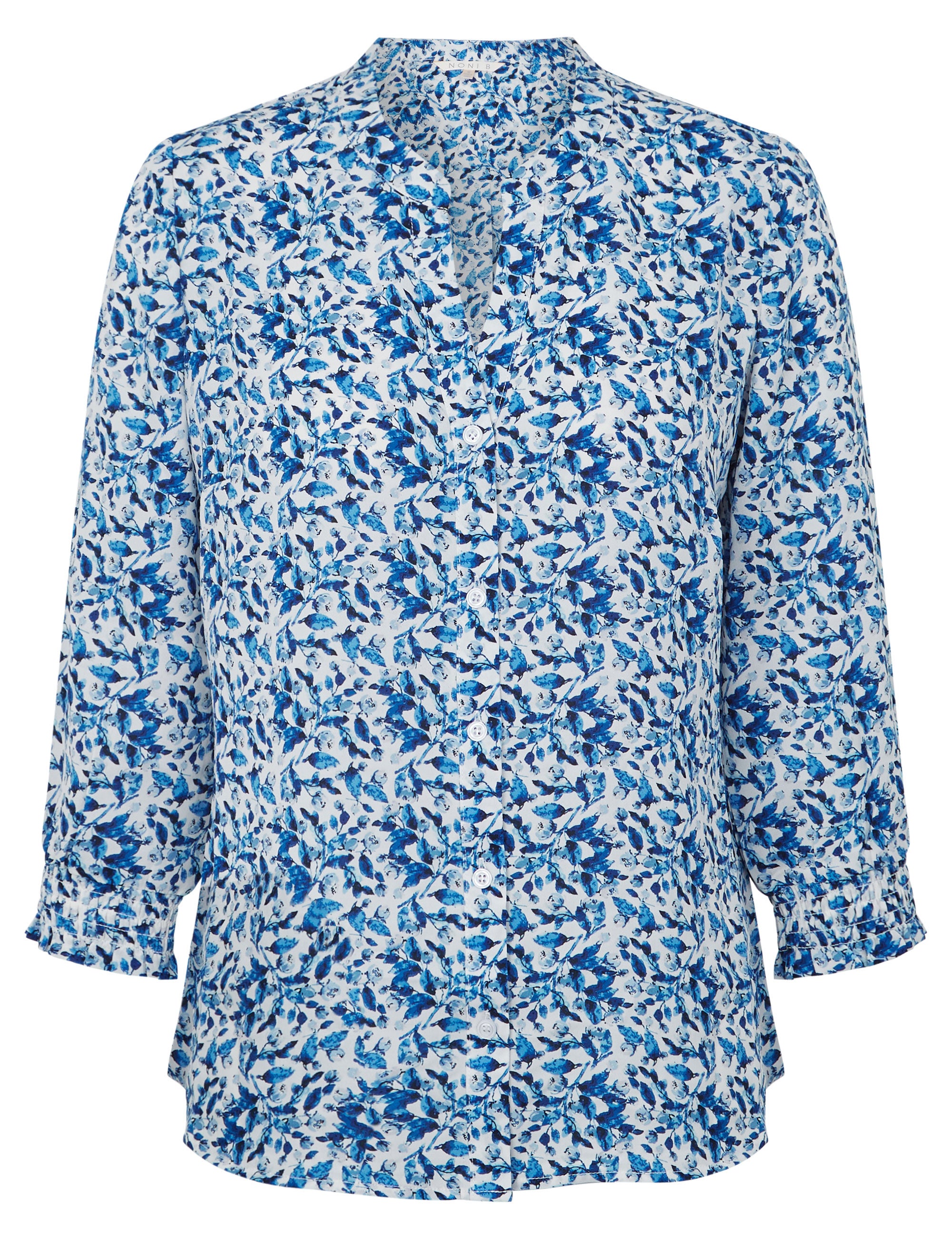 Noni B Printed Shirred Cuff Blouse | Noni B