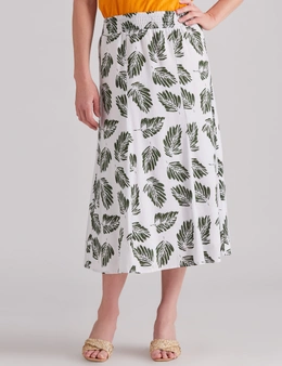 Noni B Shirred Waist Linen Skirt