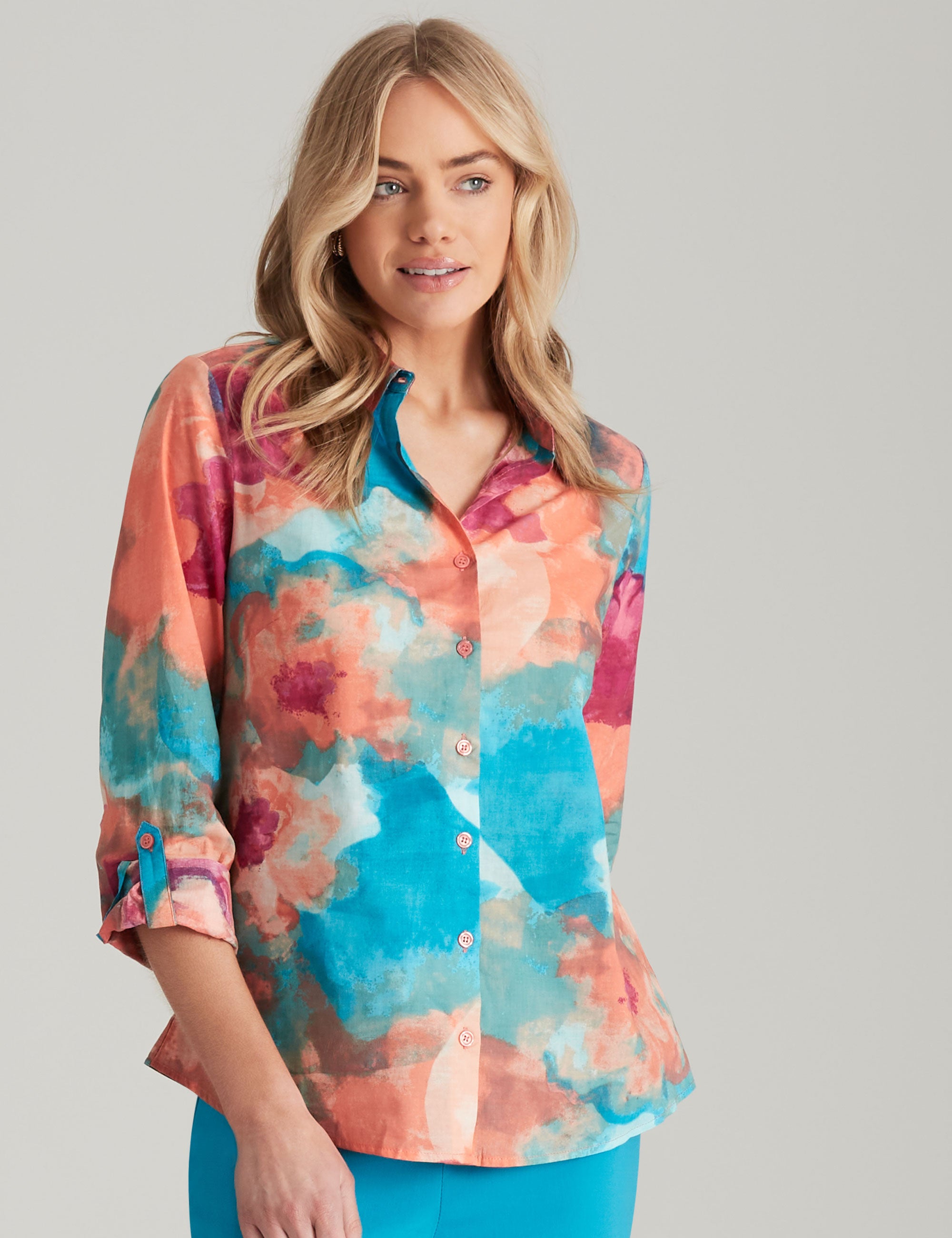 NONI B COTTON VOILE PRINT SHIRT | Noni B