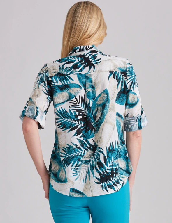 Noni B 3/4 Sleeve Print Linen Blouse, hi-res image number null