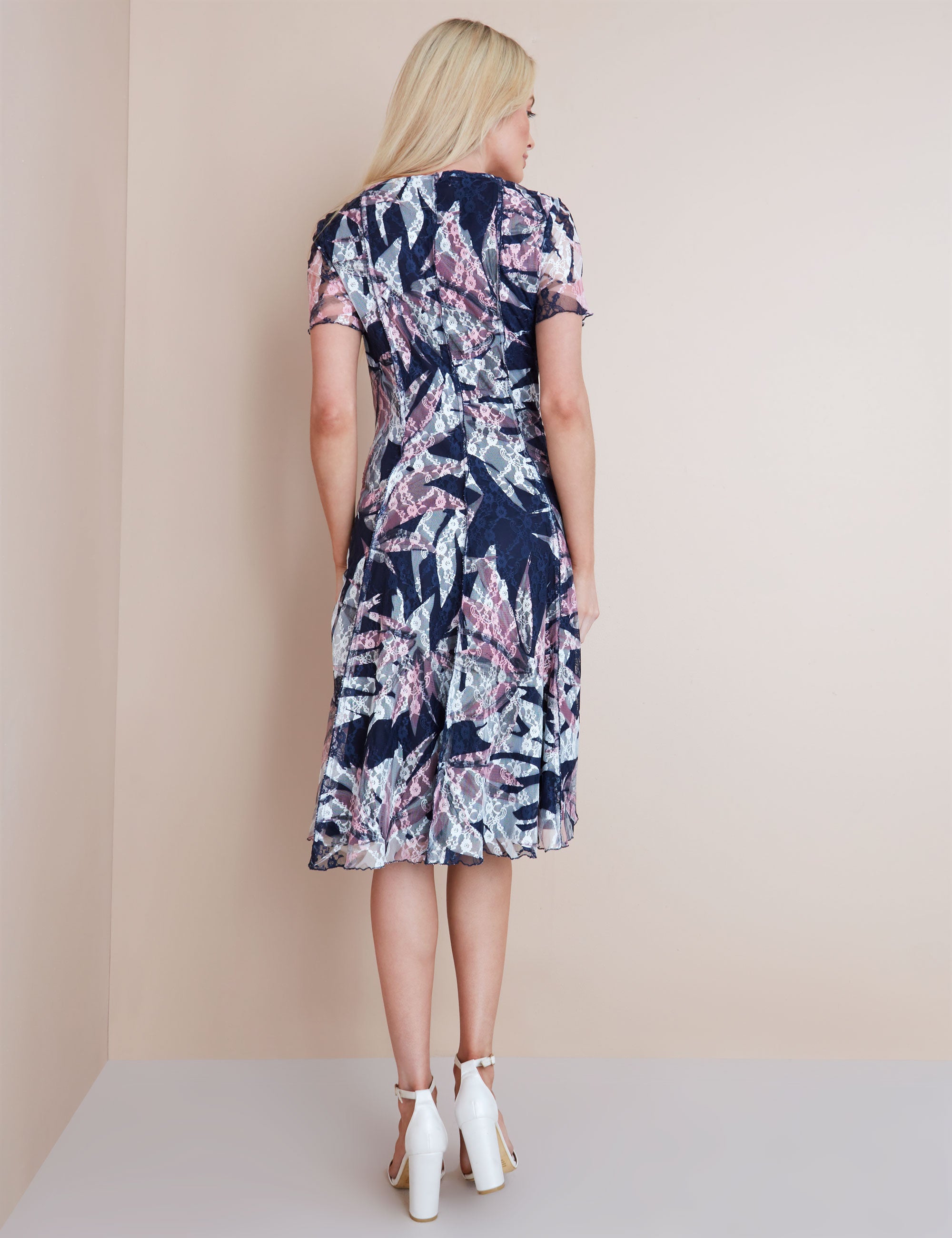 Noni B Panelled Print Lace Dress | Noni B