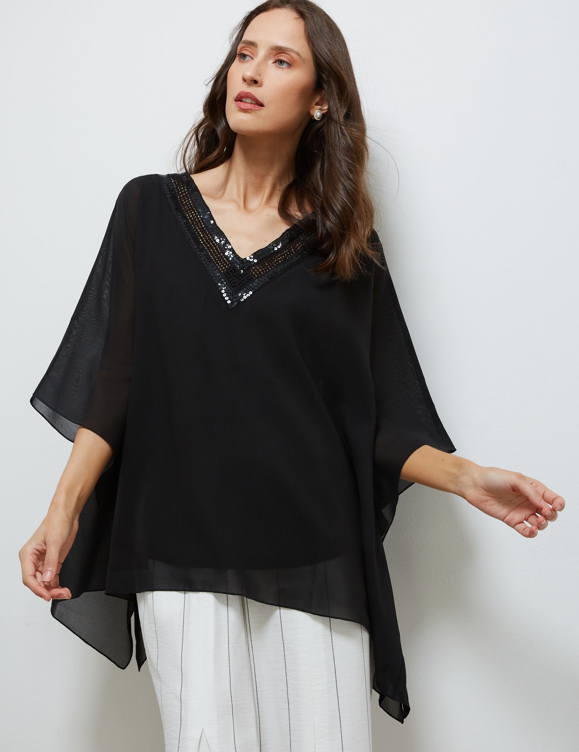 SEQUIN V-NECK KAFTAN TOP | W Lane