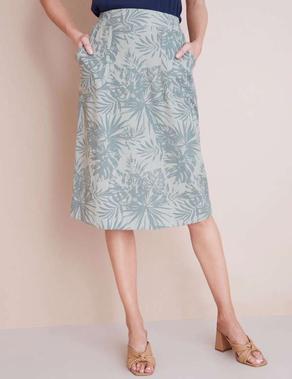 Noni B Printed Linen Pull On Skirt, hi-res image number null