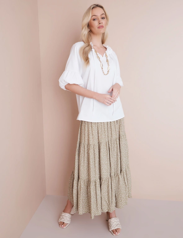 SHIRRED WAIST TIERED SKIRT, hi-res image number null