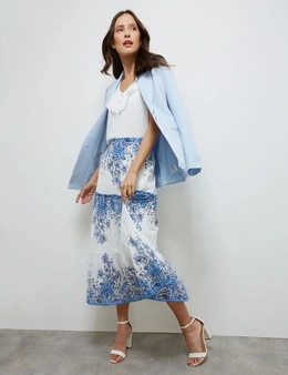 Noni B Border Floral Tiered Skirt