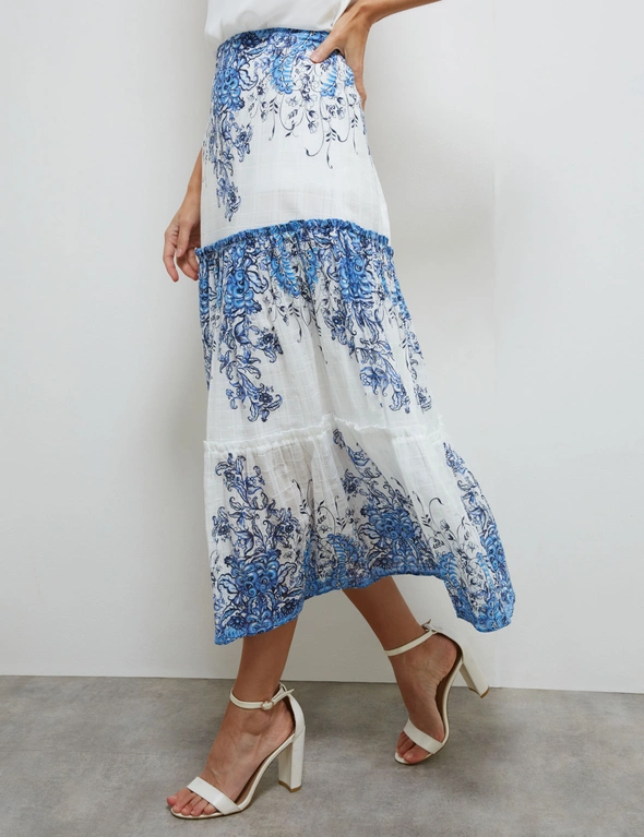 Noni B Border Floral Tiered Skirt, hi-res image number null