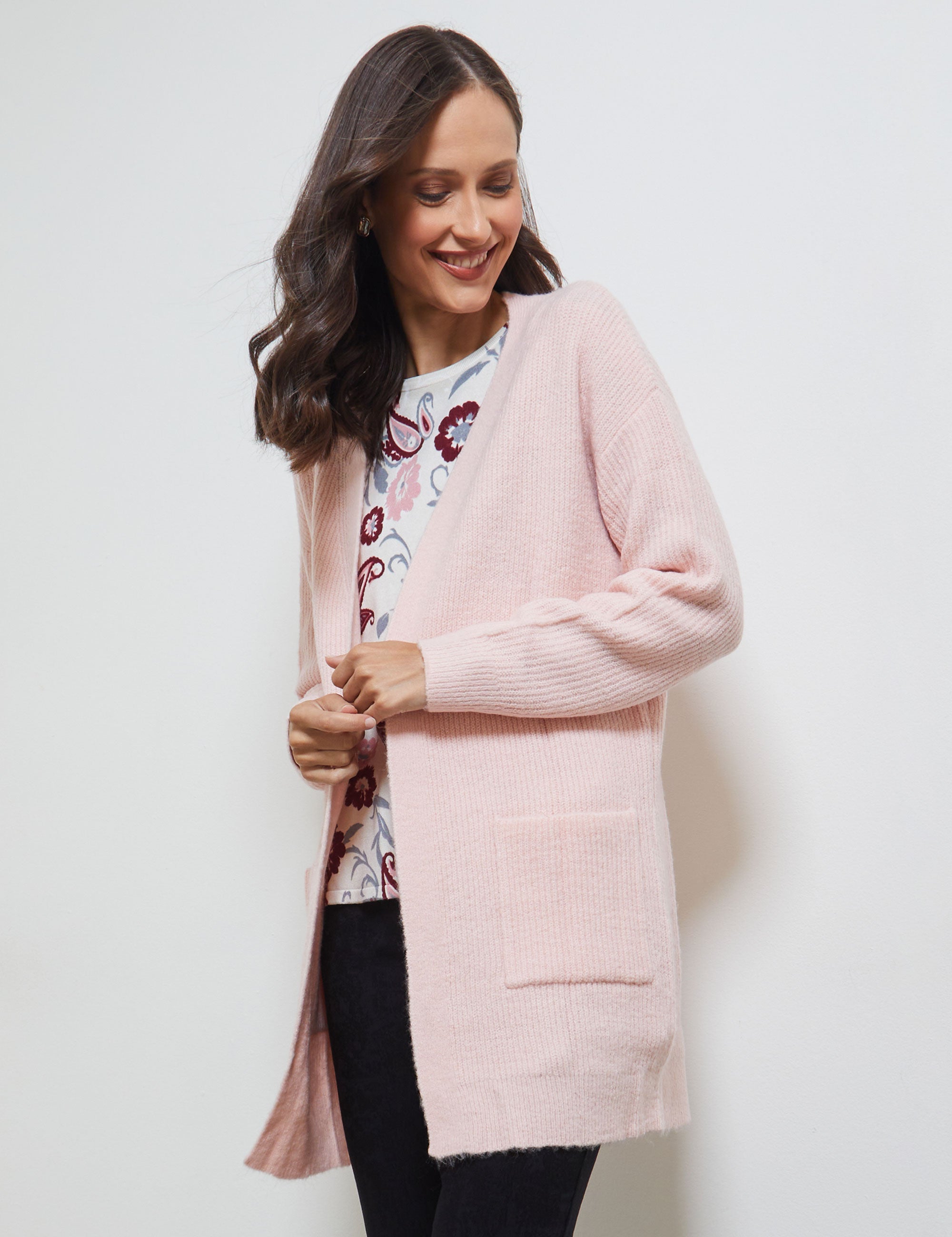 LONGLINE POCKET RIB KNIT CARDI | Liz Jordan