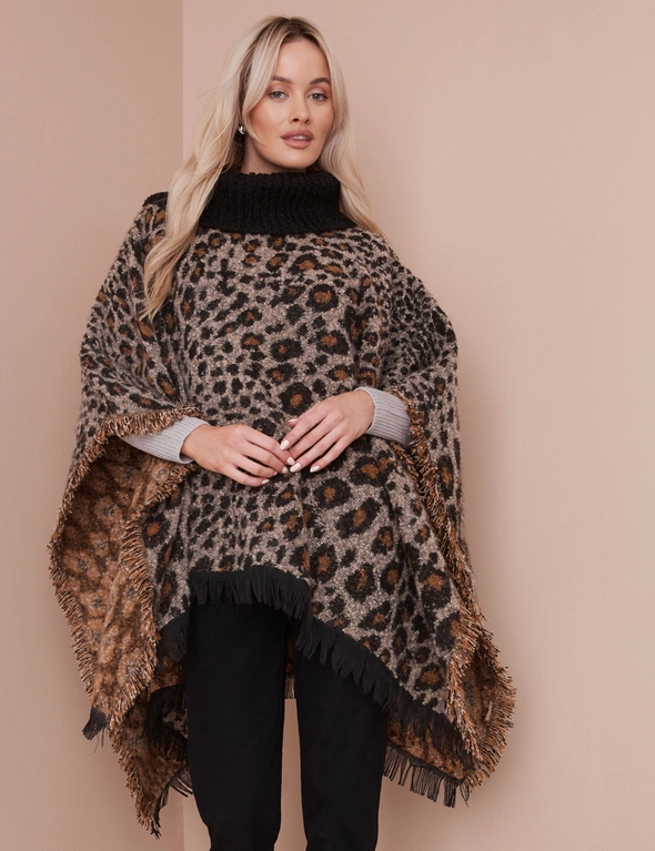 ANIMAL COWL NECK PONCHO, hi-res image number null