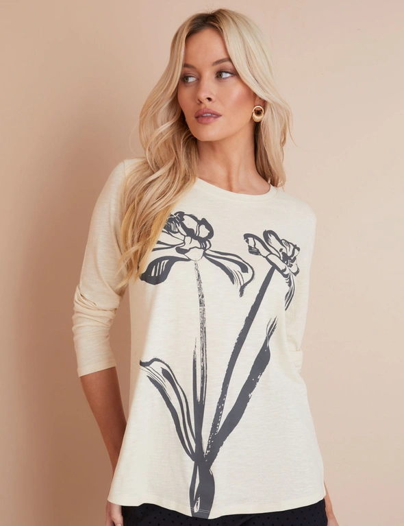 FLORAL PLACEMENT PRINT TEE, hi-res image number null