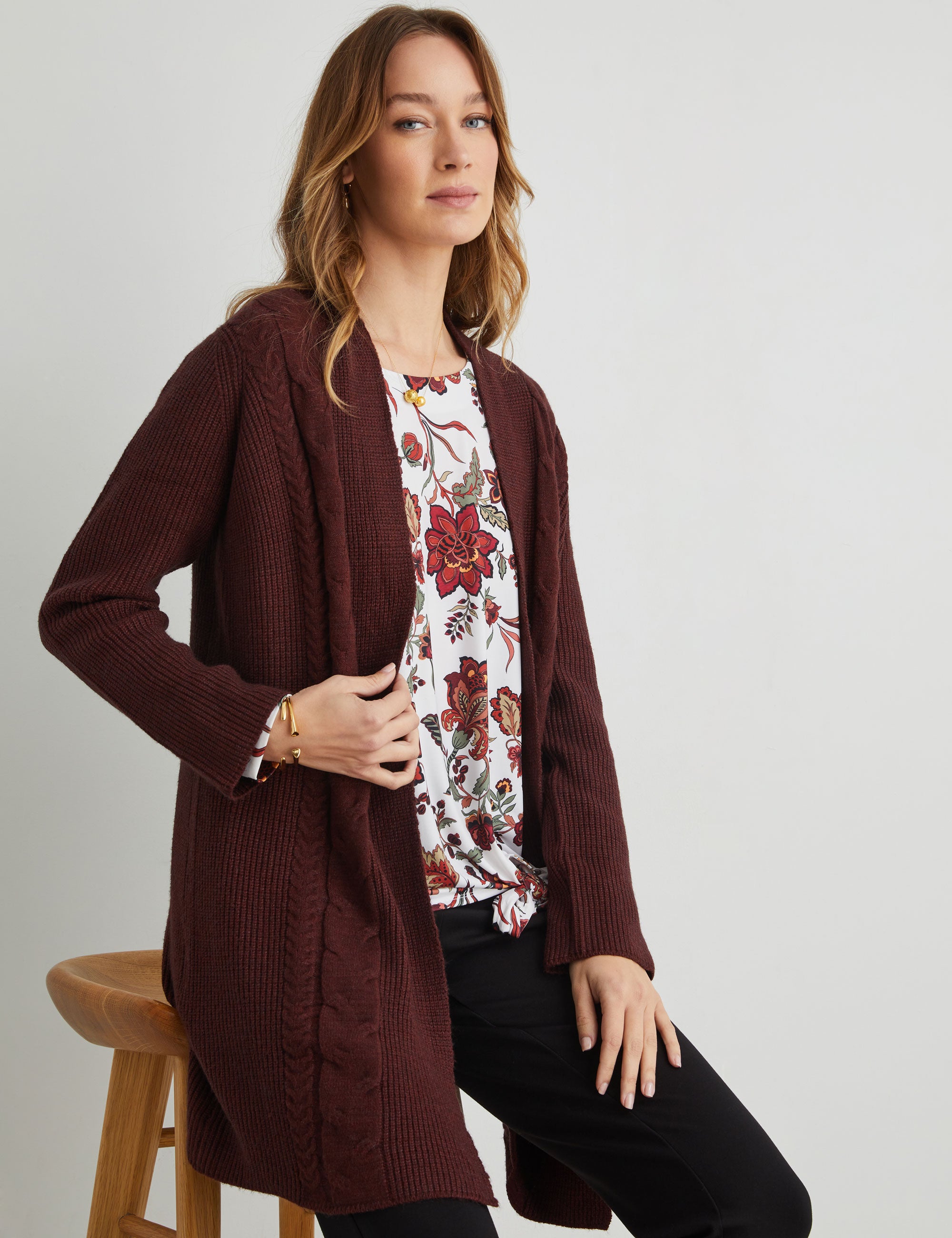 NONI B CABLE LONGLINE CARDIGAN | Liz Jordan