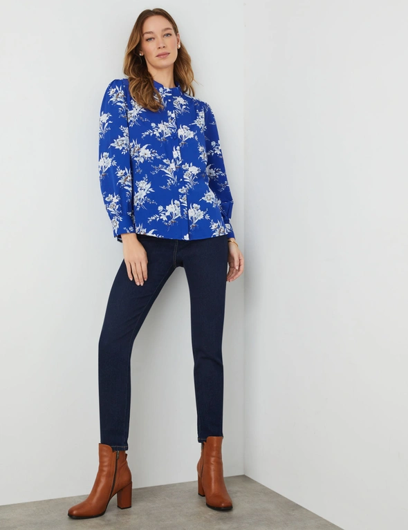 STAND COLLAR FLORAL SHIRT, hi-res image number null