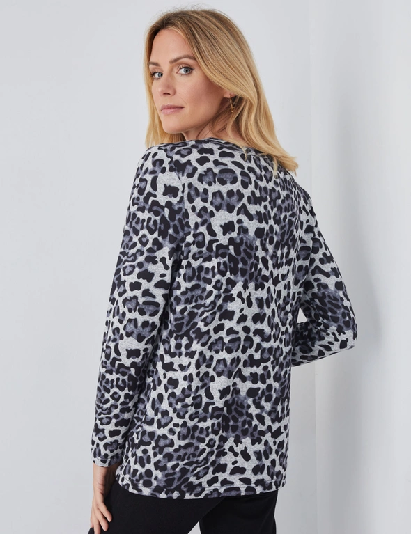 PRINTED HOTFIX FLUFFY KNIT TOP, hi-res image number null