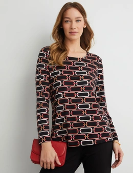 CHAIN LINK PRINT KNIT TOP