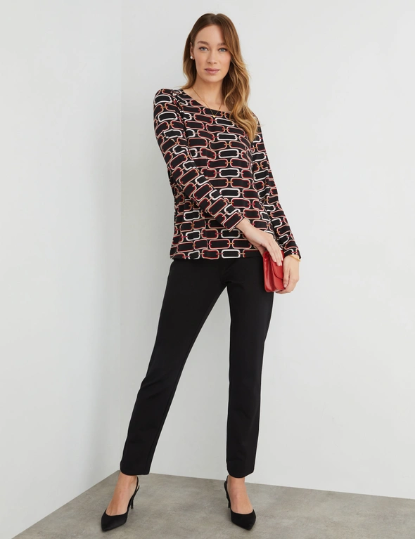CHAIN LINK PRINT KNIT TOP, hi-res image number null