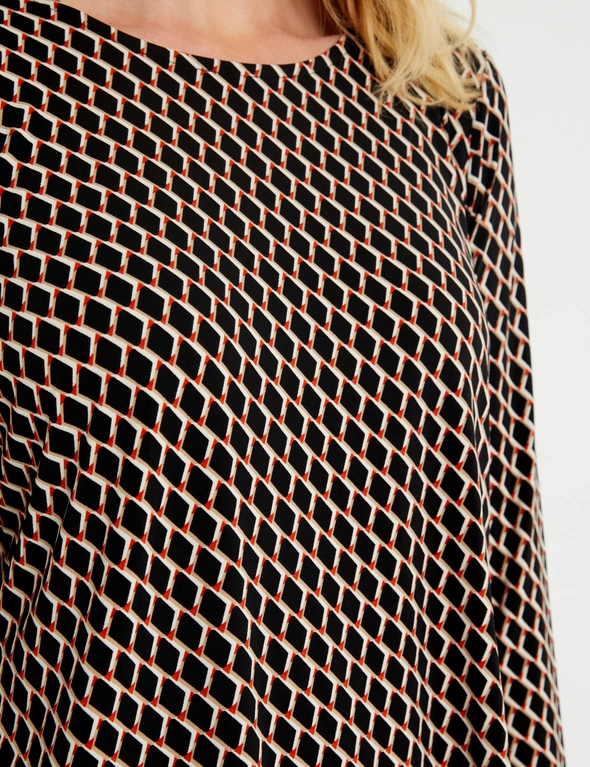 DIAMOND PRINT CUFF KNIT TOP, hi-res image number null