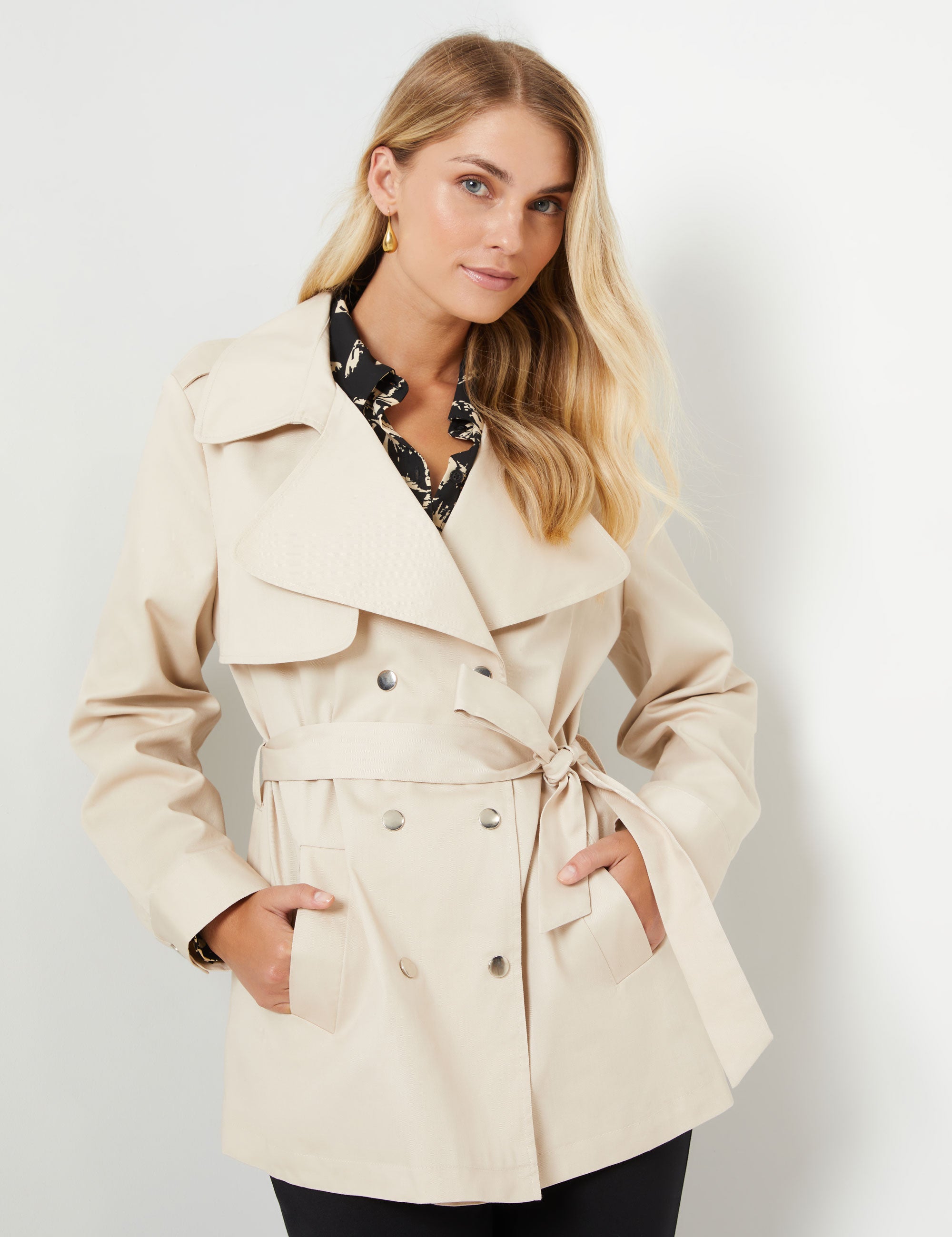 NONI B TIE WAIST SHORT TRENCH | Noni B