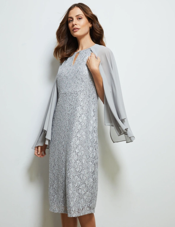 SEQUIN LACE DRESS WITH CAPE, hi-res image number null