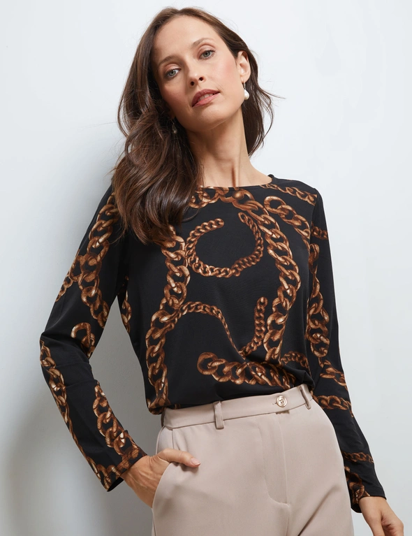 CHAIN PRINT KNIT TOP, hi-res image number null