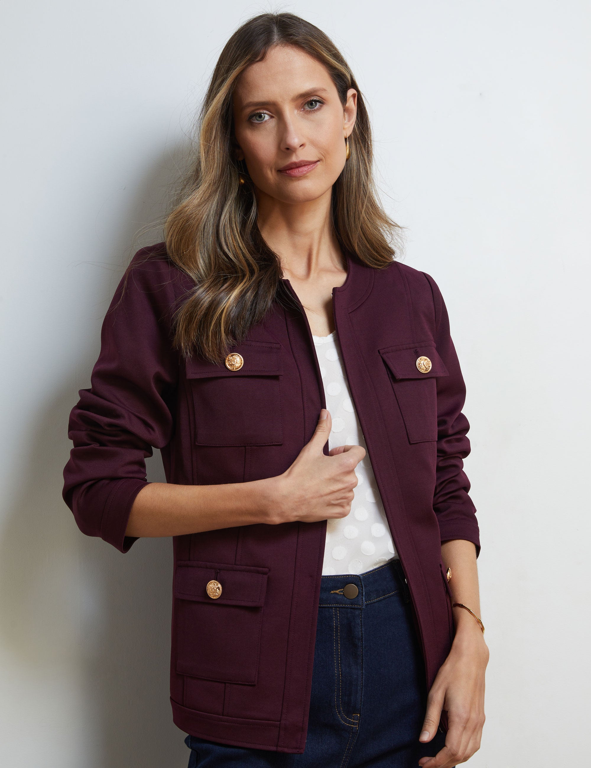 Maroon utility hot sale jacket women's