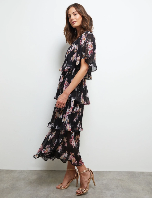 FLORAL PLEATED TIERED DRESS | Noni B